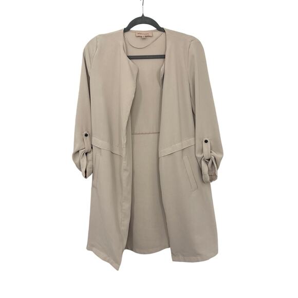 PHILOSOPHY Tan Open Front Lightweight Casual Trench Duster Jacket Size XS - Picture 1 of 5